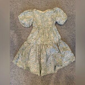 NEW NWT kidpik Girls Dress Floral Blue White M Puff Sleeve Tiered